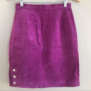 Vintage Hugo Buscati Suede Pink Button Skirt 8
